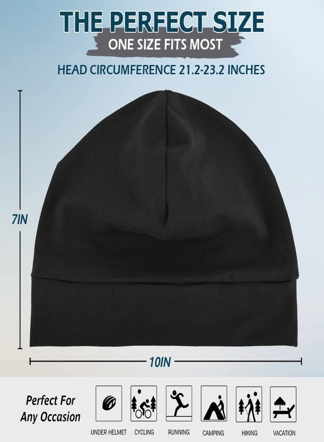 Headshion Cotton Skull Caps for Men Women,2-Pack Lightweight Beanie Sleep Hats Breathable Helmet Liner Black - Image 5